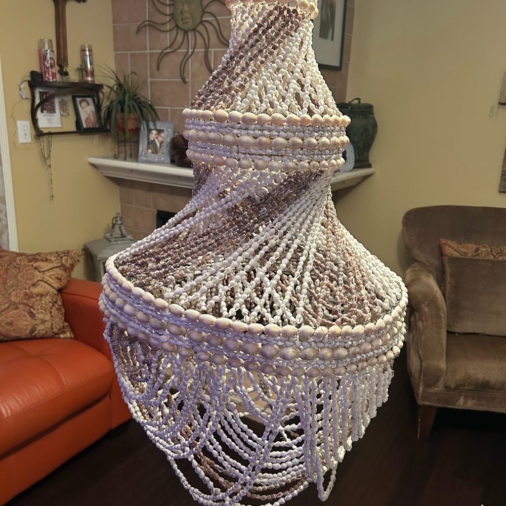 Large 33” Elegant Beaded Chandelier Style